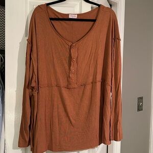 Pink lily raw edge long sleeve